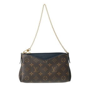 Louis Vuitton Monogram Pallas Clutch Bag Marine Blue Canvas Shoulder